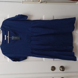 NWT Michelle McDowell navy blue cotton summer dress NEW $80 sz L